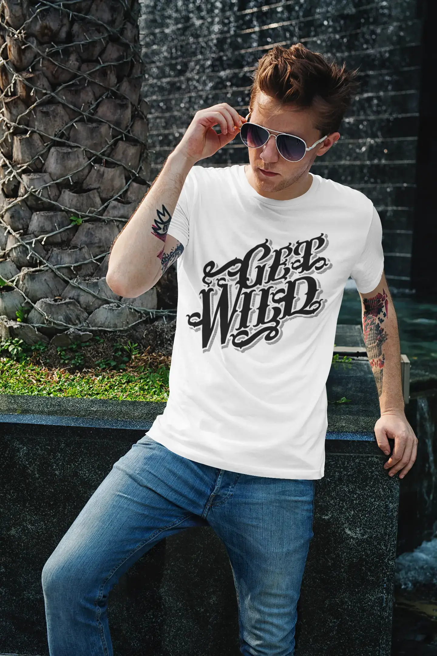 T-shirt vintage pour hommes Chemise de camp Get Wild Tenue d'anniversaire à manches courtes