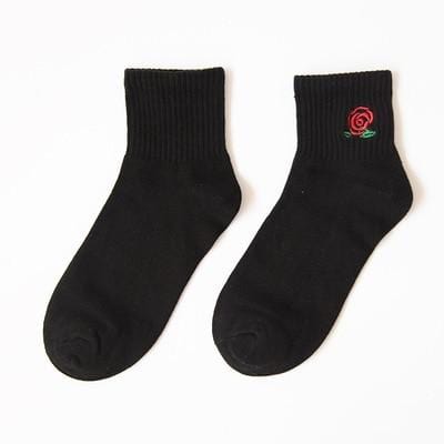 Neue Harajuku Damensocken Japan Retro Stickerei Rose Kaktus Baumwolle Literarische Lustige Socken für weibliches Geschenk