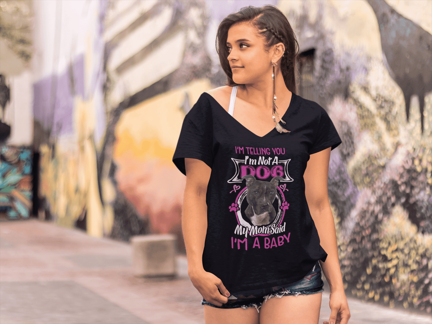 ULTRABASIC Women's T-Shirt I'm Telling You I'm Not a Staffordshire Bull Terrier - My Mom Said I'm a Baby - Cute Puppy Dog Lover Tee Shirt