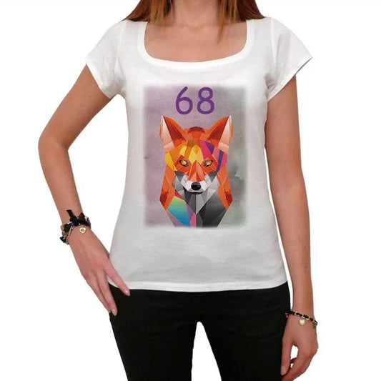 Women's Graphic T-Shirt Geometric Fox 68 68th Birthday Anniversary 68 Year Old Gift 1956 Vintage Eco-Friendly Ladies Short Sleeve Novelty Tee