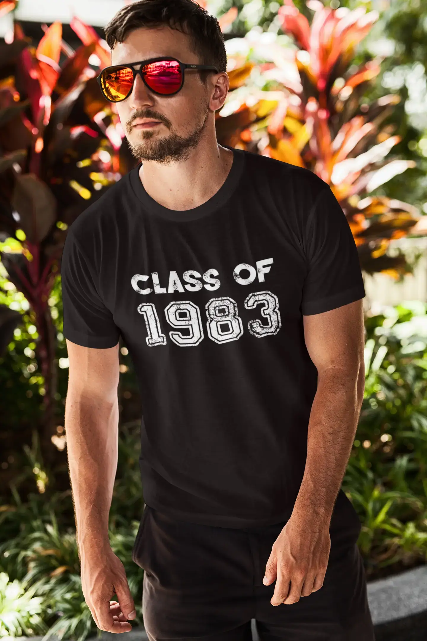 1983, Klasse, schwarz, Herren-Kurzarm-Rundhals-T-Shirt 00103