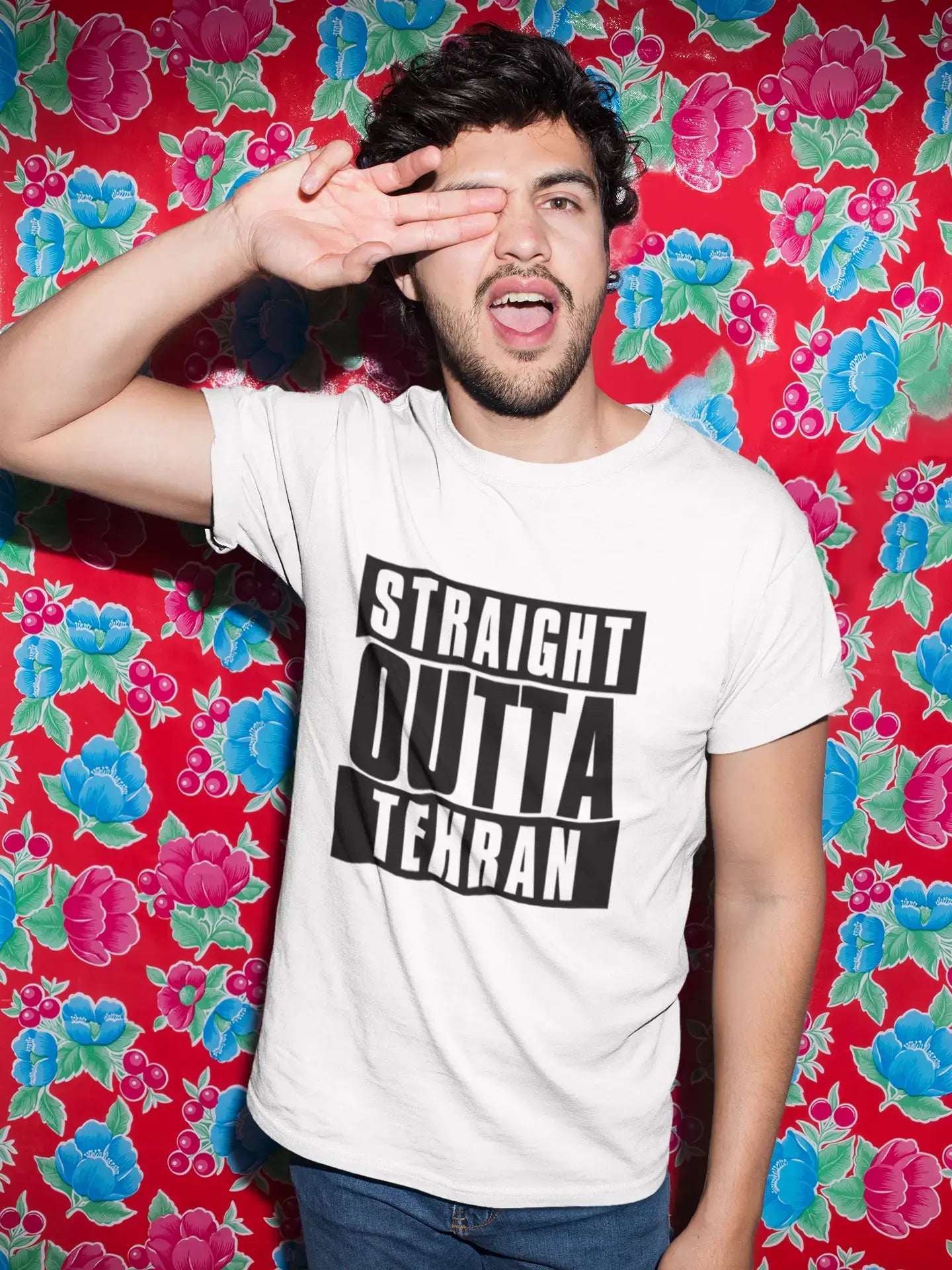 Straight Outta Tehran, Men's Short Sleeve Round Neck T-shirt 00027