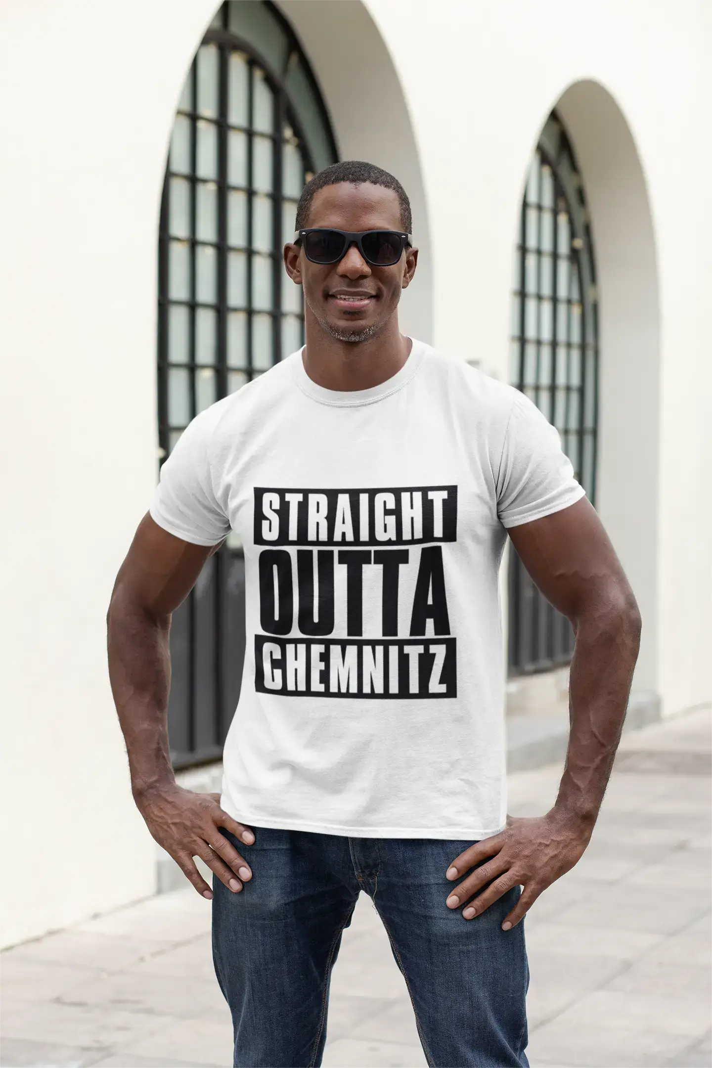 Straight Outta Chemnitz, Herren Kurzarm-Rundhals-T-Shirt 00027