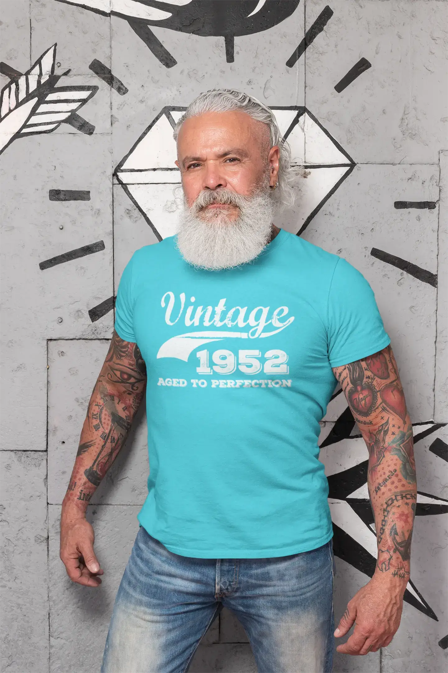 1952 Vintage Aged to Perfection, Blue, Men's Short Sleeve Round Neck T-shirt 00291