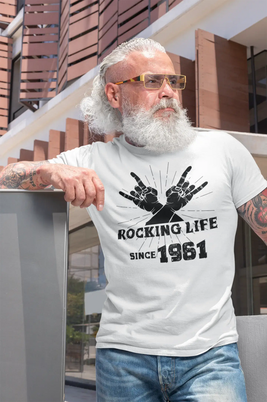 Rocking Life Since 1961 Herren T-Shirt Weiß Geburtstagsgeschenk 00400