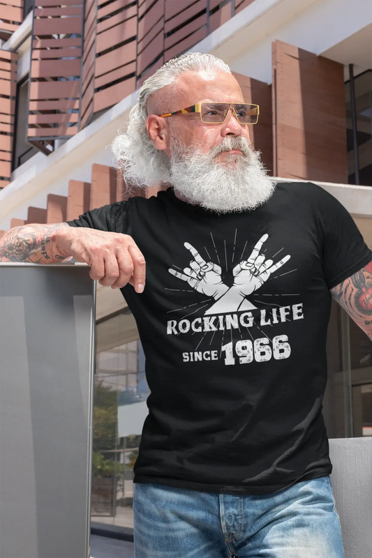 Rocking Life Since 1966 Men's T-shirt Noir Anniversaire Cadeau 00419