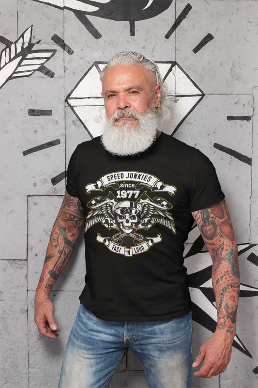 Speed ​​Junkies Since 1977 Men's T-shirt Noir Anniversaire Cadeau 00462