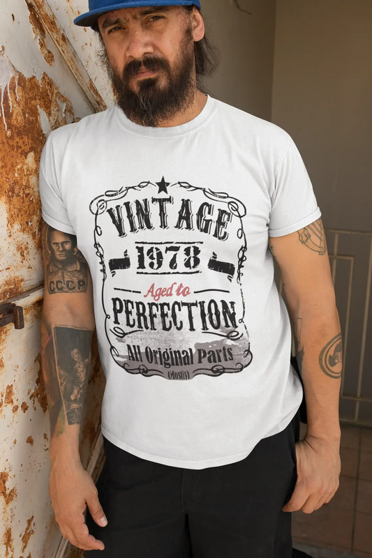 1978 Vintage Aged to Perfection Herren T-Shirt Weiß Geburtstagsgeschenk 00488
