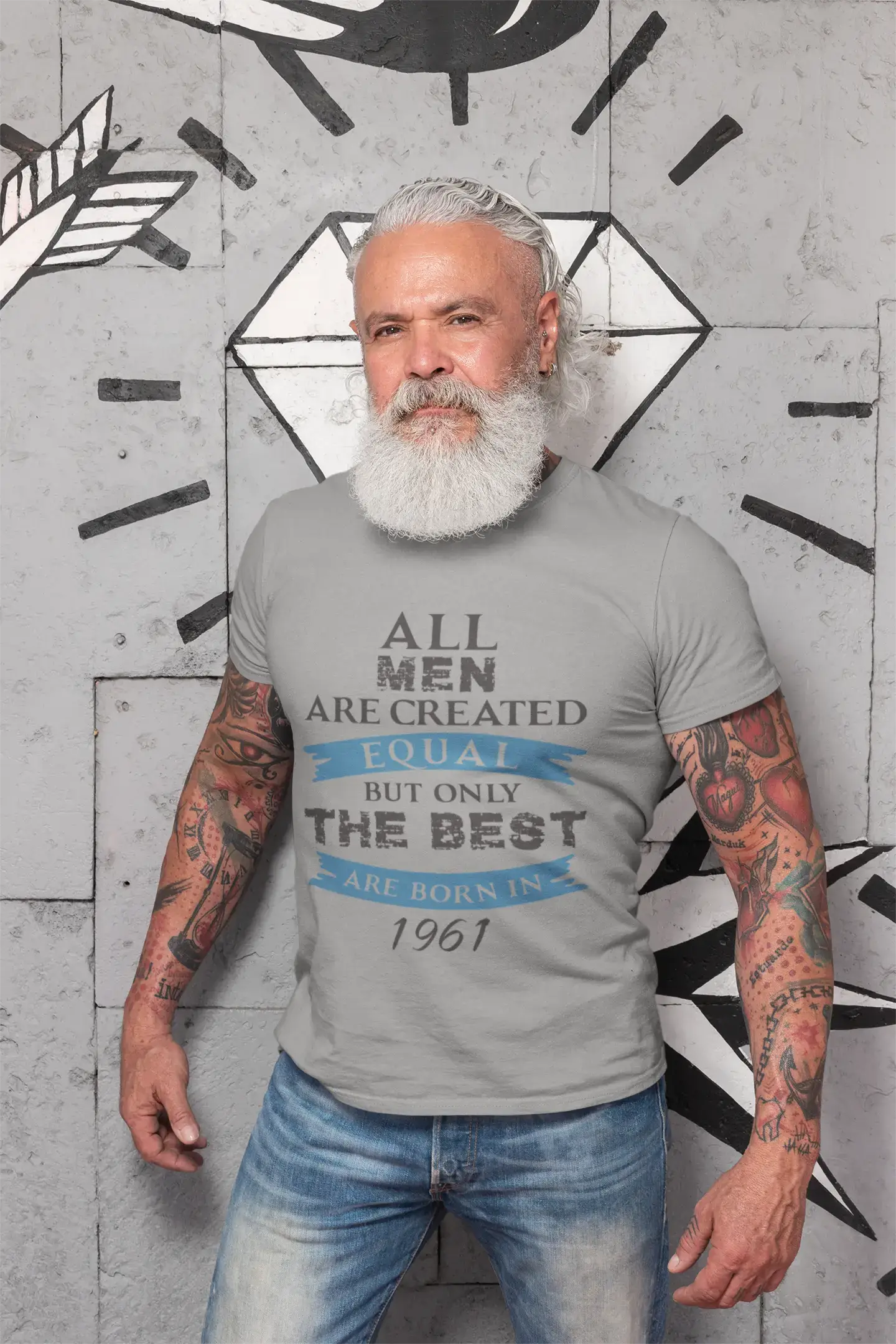 1961, Only the Best are Born in 1961 T-shirt <span>Homme</span> <span>Gris</span> <span>Cadeau</span> <span>d'anniversaire</span> 00512