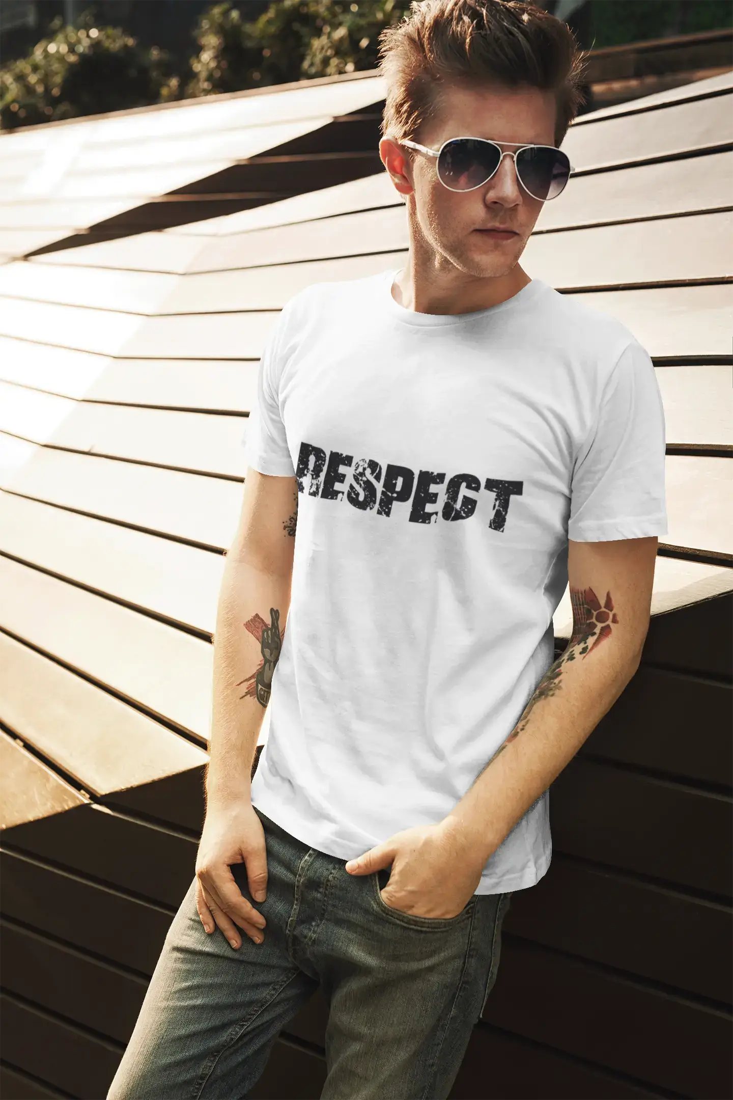 Homme T Shirt Graphique Imprimé Vintage Tee Respect