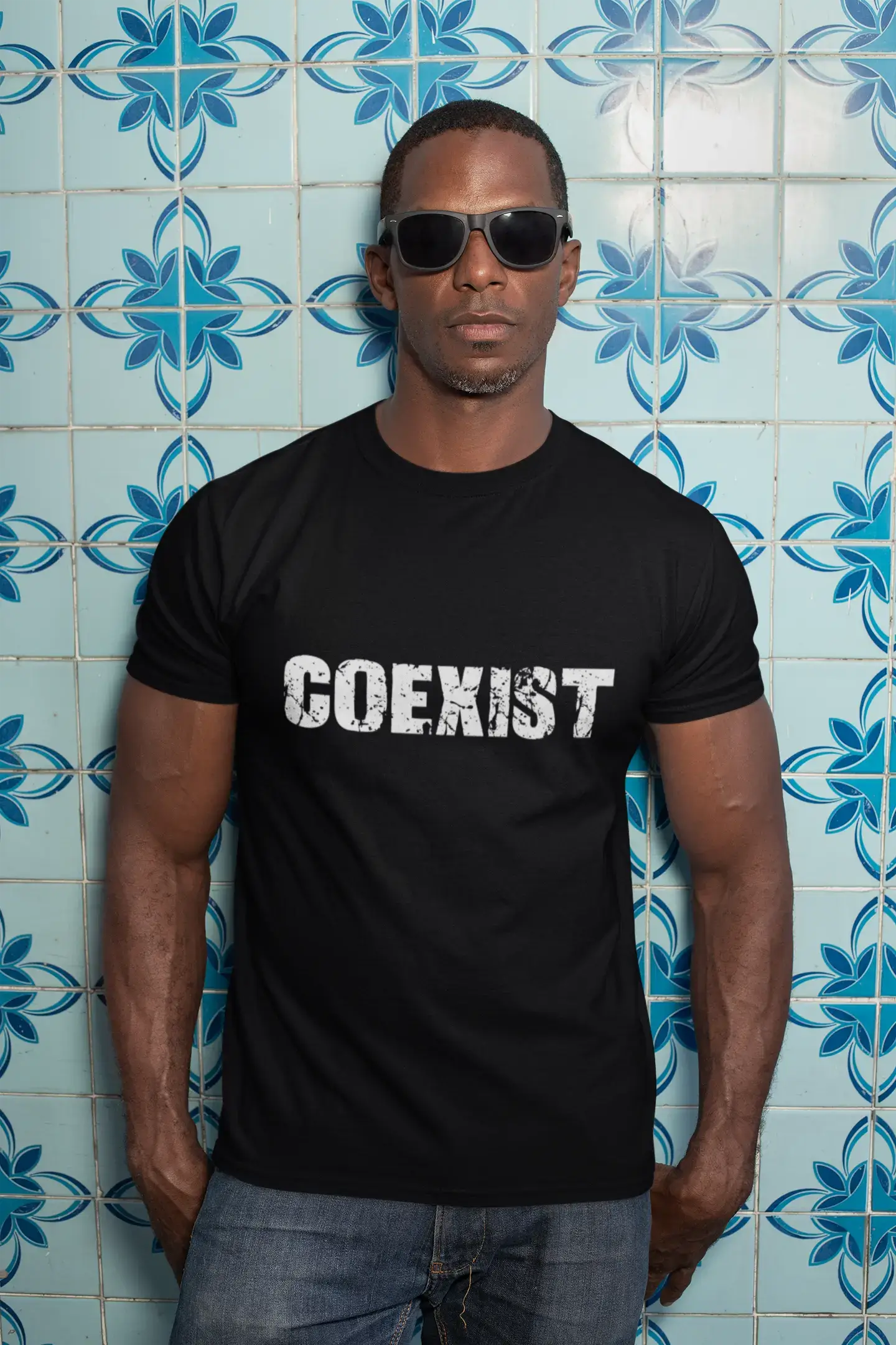 Herren T-Shirt mit grafischem Aufdruck Vintage Tee Coexist