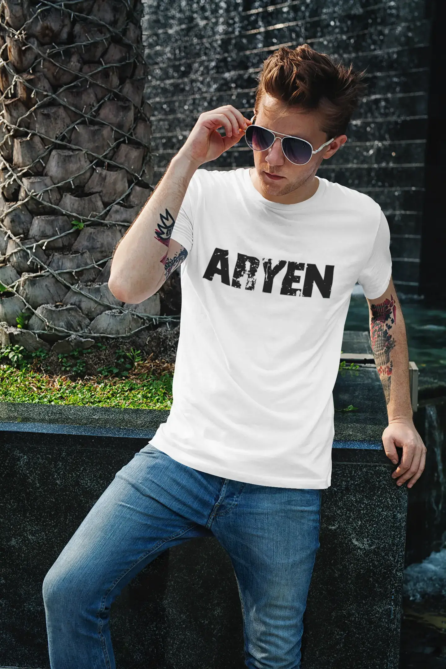 Homme T Shirt Graphique Imprimé Vintage Tee Aryen