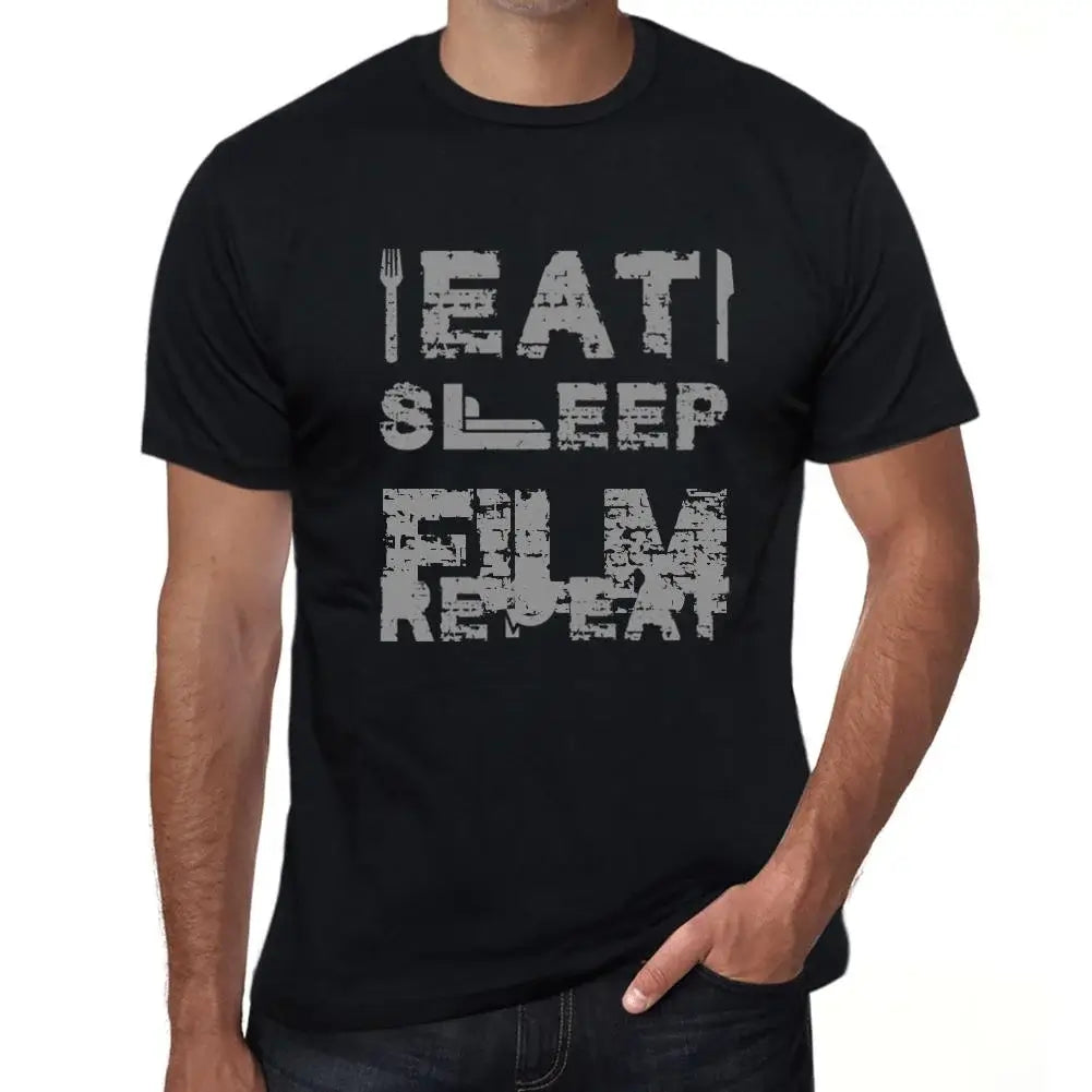 Men's Graphic T-Shirt Eat Sleep Film Repeat Eco-Friendly Limited Edition Short Sleeve Tee-Shirt Vintage Birthday Gift Novelty