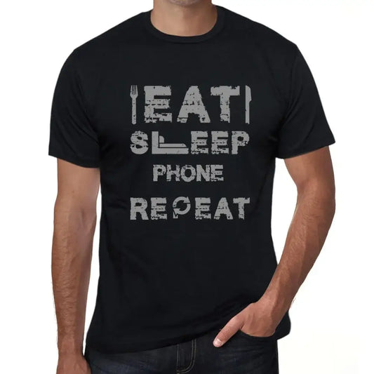 Men's Graphic T-Shirt Eat Sleep Phone Repeat Eco-Friendly Limited Edition Short Sleeve Tee-Shirt Vintage Birthday Gift Novelty