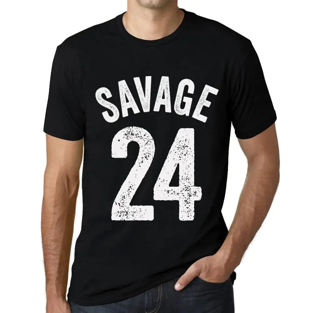 Men's Graphic T-Shirt Savage 24 24th Birthday Anniversary 24 Year Old Gift 2000 Vintage Eco-Friendly Short Sleeve Novelty Tee