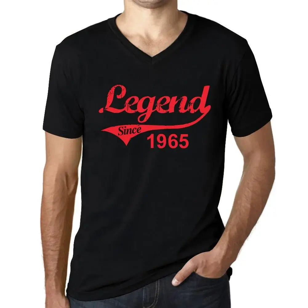 Men's Graphic T-Shirt V Neck Legend Since 1965 59th Birthday Anniversary 59 Year Old Gift 1965 Vintage Eco-Friendly Short Sleeve Novelty Tee