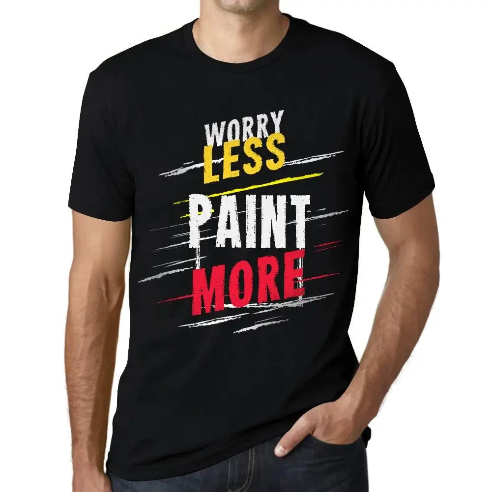 Men's Graphic T-Shirt Worry Less Paint More Eco-Friendly Limited Edition Short Sleeve Tee-Shirt Vintage Birthday Gift Novelty