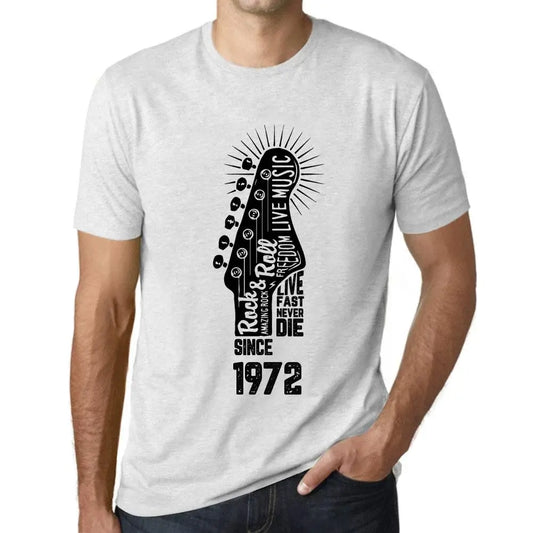 Men's Graphic T-Shirt Live Fast, Never Die Guitar and Rock & Roll Since 1972 52nd Birthday Anniversary 52 Year Old Gift 1972 Vintage Eco-Friendly Short Sleeve Novelty Tee