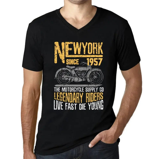 Men's Graphic T-Shirt V Neck Motorcycle Legendary Riders Since 1957 67th Birthday Anniversary 67 Year Old Gift 1957 Vintage Eco-Friendly Short Sleeve Novelty Tee