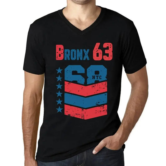 Men's Graphic T-Shirt V Neck Bronx 63 63rd Birthday Anniversary 63 Year Old Gift 1961 Vintage Eco-Friendly Short Sleeve Novelty Tee
