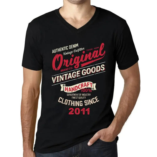 Men's Graphic T-Shirt V Neck Original Vintage Clothing Since 2011 13rd Birthday Anniversary 13 Year Old Gift 2011 Vintage Eco-Friendly Short Sleeve Novelty Tee