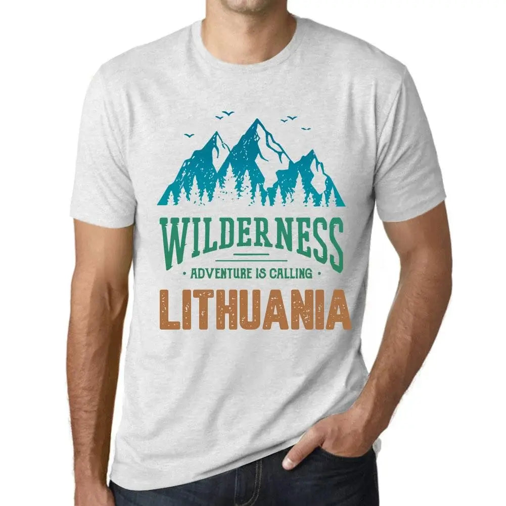 Men's Graphic T-Shirt Wilderness, Adventure Is Calling Lithuania Eco-Friendly Limited Edition Short Sleeve Tee-Shirt Vintage Birthday Gift Novelty