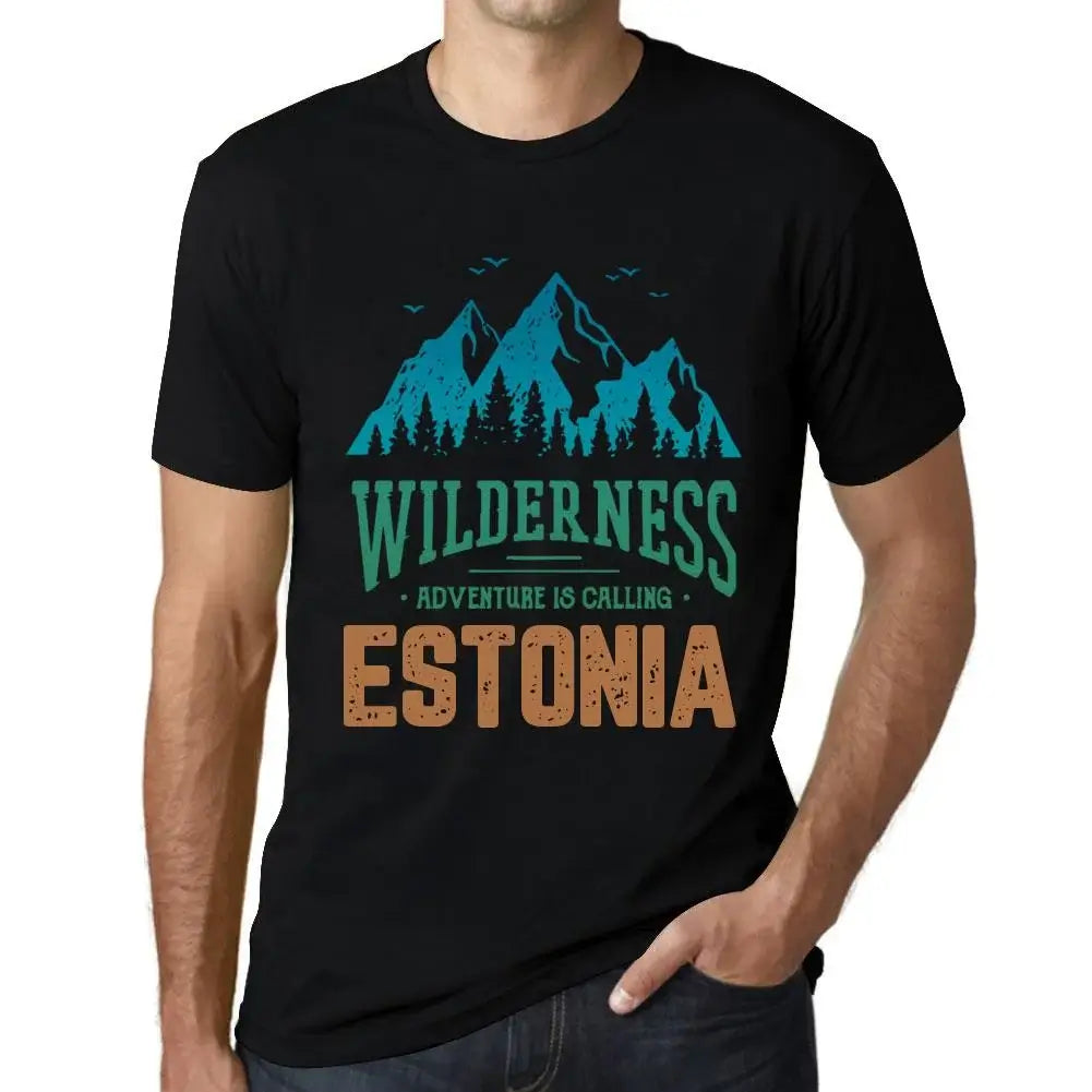 Men's Graphic T-Shirt Wilderness, Adventure Is Calling Estonia Eco-Friendly Limited Edition Short Sleeve Tee-Shirt Vintage Birthday Gift Novelty