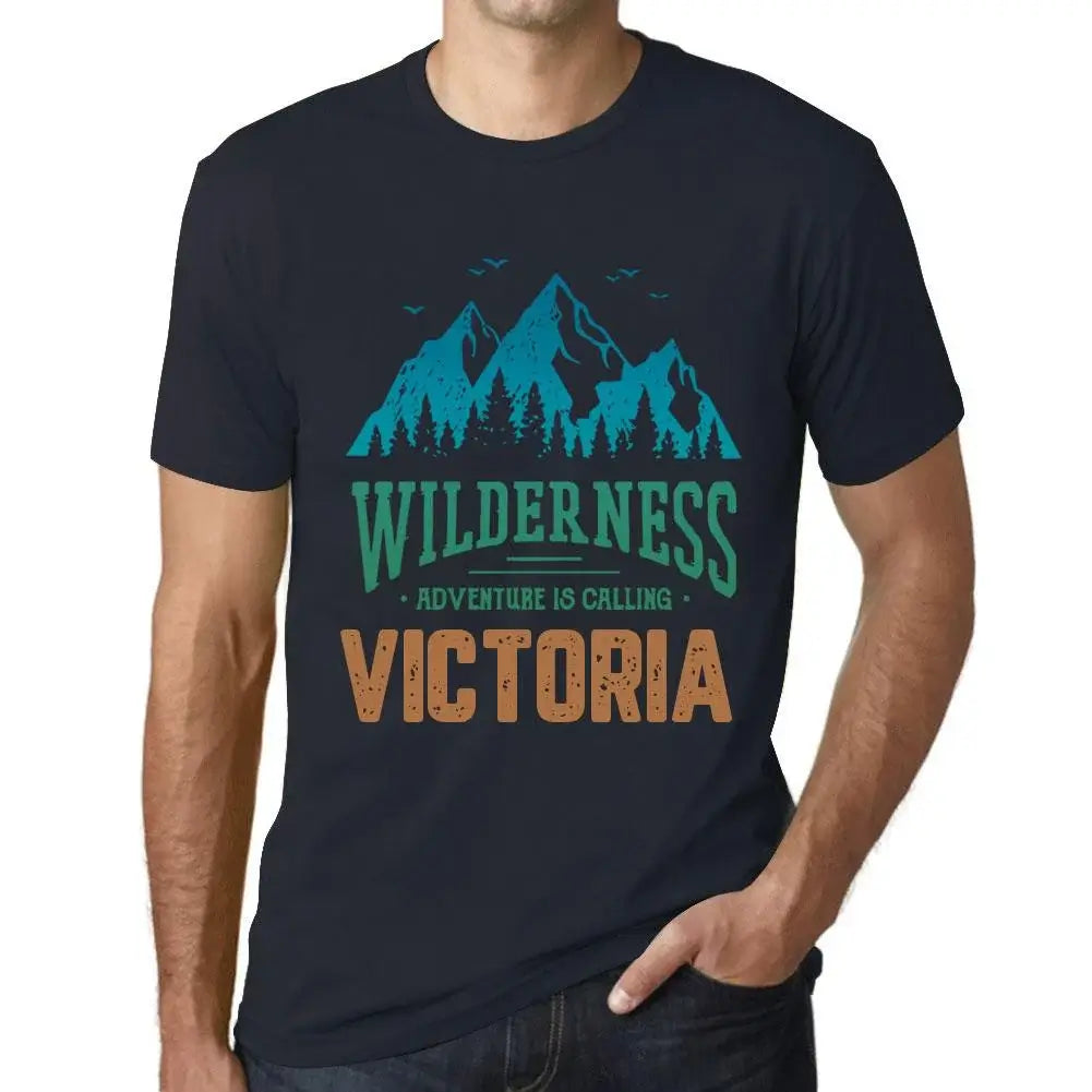 Men's Graphic T-Shirt Wilderness, Adventure Is Calling Victoria Eco-Friendly Limited Edition Short Sleeve Tee-Shirt Vintage Birthday Gift Novelty