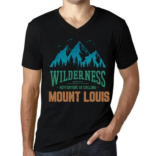 Men's Graphic T-Shirt V Neck Wilderness, Adventure Is Calling Mount Louis Eco-Friendly Limited Edition Short Sleeve Tee-Shirt Vintage Birthday Gift Novelty