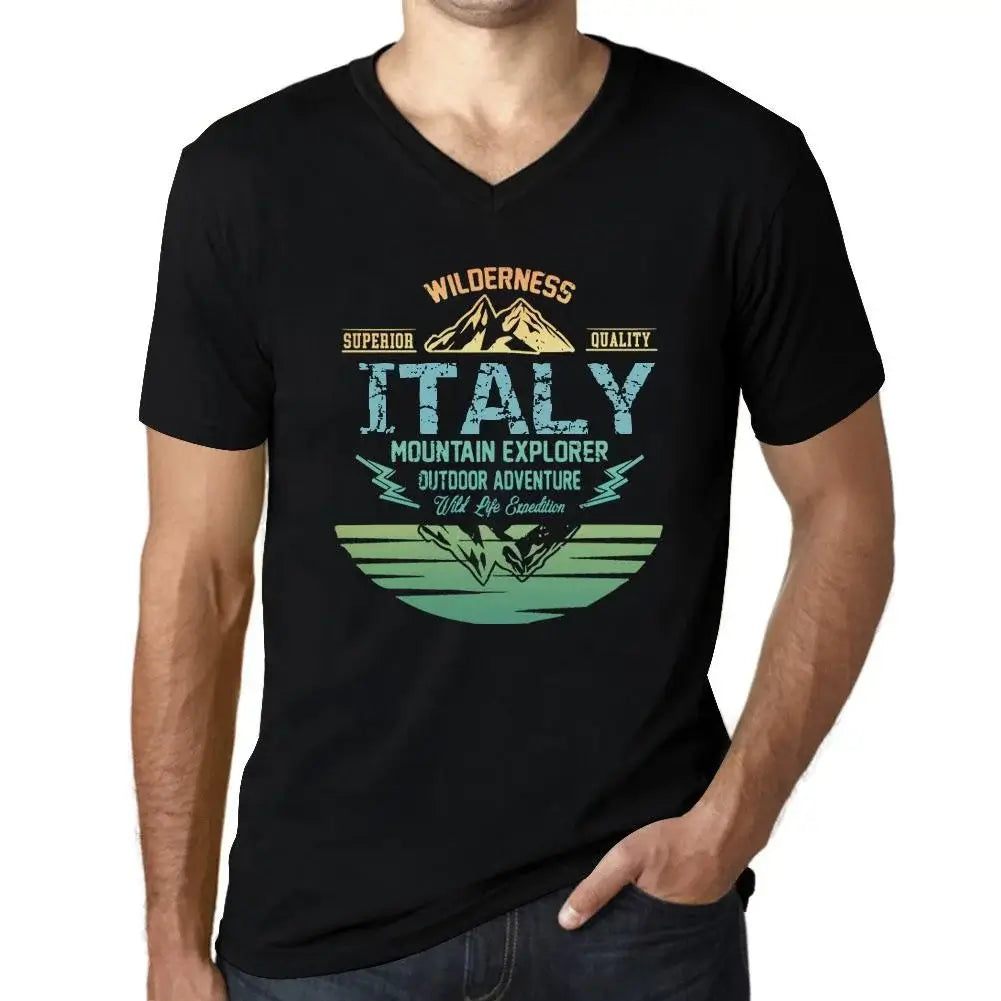 Men's Graphic T-Shirt V Neck Outdoor Adventure, Wilderness, Mountain Explorer Italy Eco-Friendly Limited Edition Short Sleeve Tee-Shirt Vintage Birthday Gift Novelty