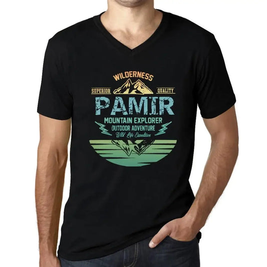 Men's Graphic T-Shirt V Neck Outdoor Adventure, Wilderness, Mountain Explorer Pamir Eco-Friendly Limited Edition Short Sleeve Tee-Shirt Vintage Birthday Gift Novelty