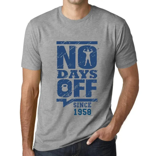 Men's Graphic T-Shirt No Days Off Since 1958 66th Birthday Anniversary 66 Year Old Gift 1958 Vintage Eco-Friendly Short Sleeve Novelty Tee