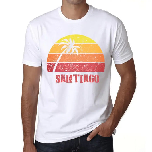 Men's Graphic T-Shirt Palm, Beach, Sunset In Santiago Eco-Friendly Limited Edition Short Sleeve Tee-Shirt Vintage Birthday Gift Novelty