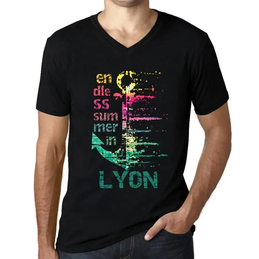 Men's Graphic T-Shirt V Neck Endless Summer In Lyon Eco-Friendly Limited Edition Short Sleeve Tee-Shirt Vintage Birthday Gift Novelty