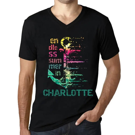 Men's Graphic T-Shirt V Neck Endless Summer In Charlotte Eco-Friendly Limited Edition Short Sleeve Tee-Shirt Vintage Birthday Gift Novelty