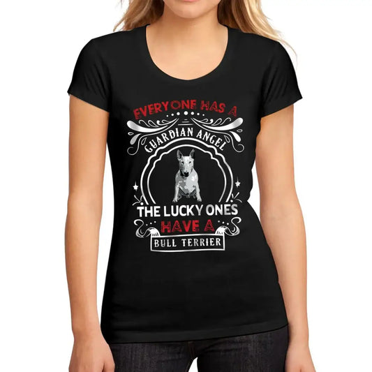 Women's Graphic T-Shirt Everyone Has A Guardian Angel The Lucky Ones Have A Dog Akita Eco-Friendly Limited Edition Short Sleeve Tee-Shirt Vintage Birthday Gift Ladies Novelty