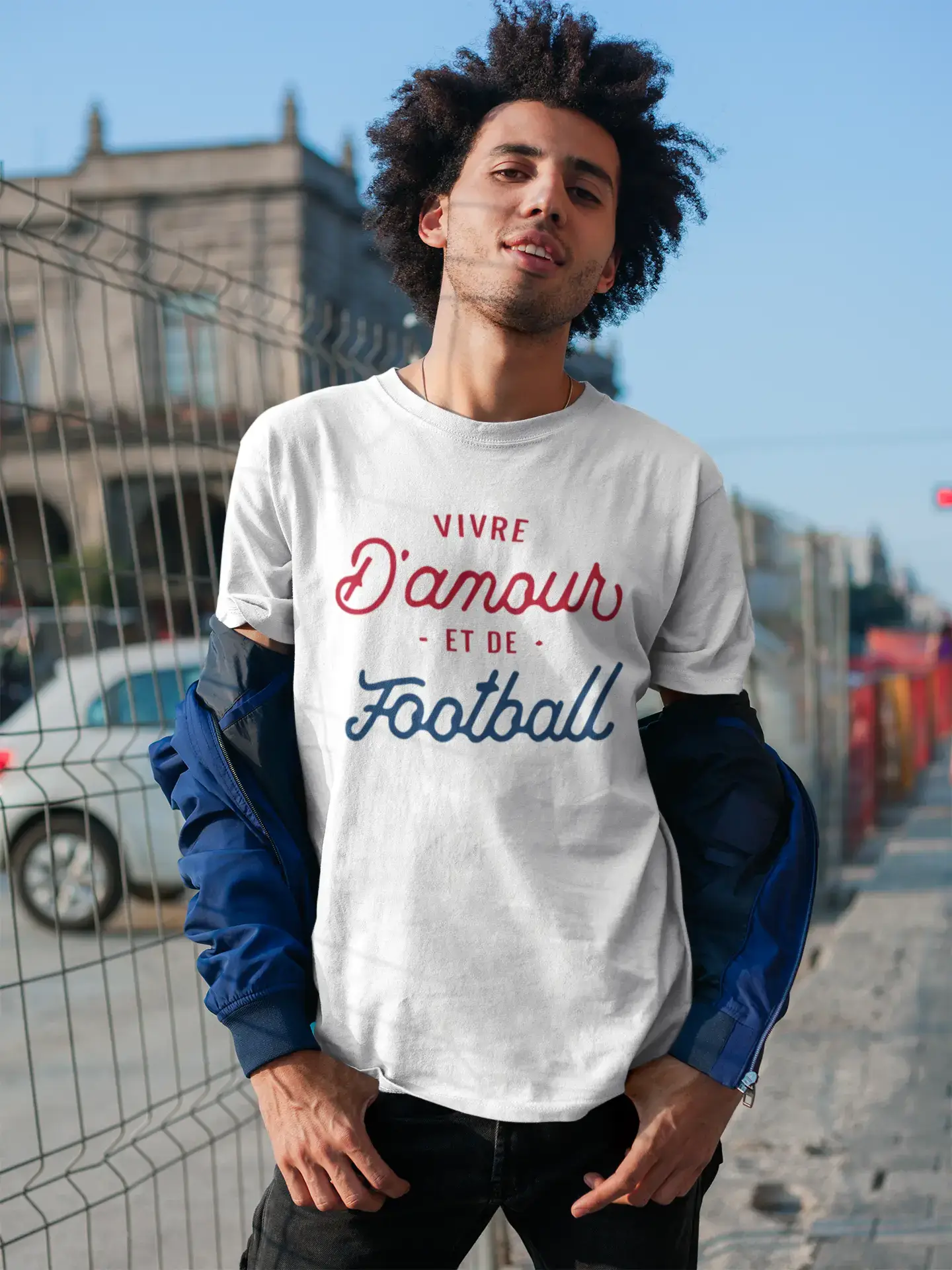 Ultrabasic - Homme Graphique Vivre d'amour et de Football T-Shirt Imprimé Lettres