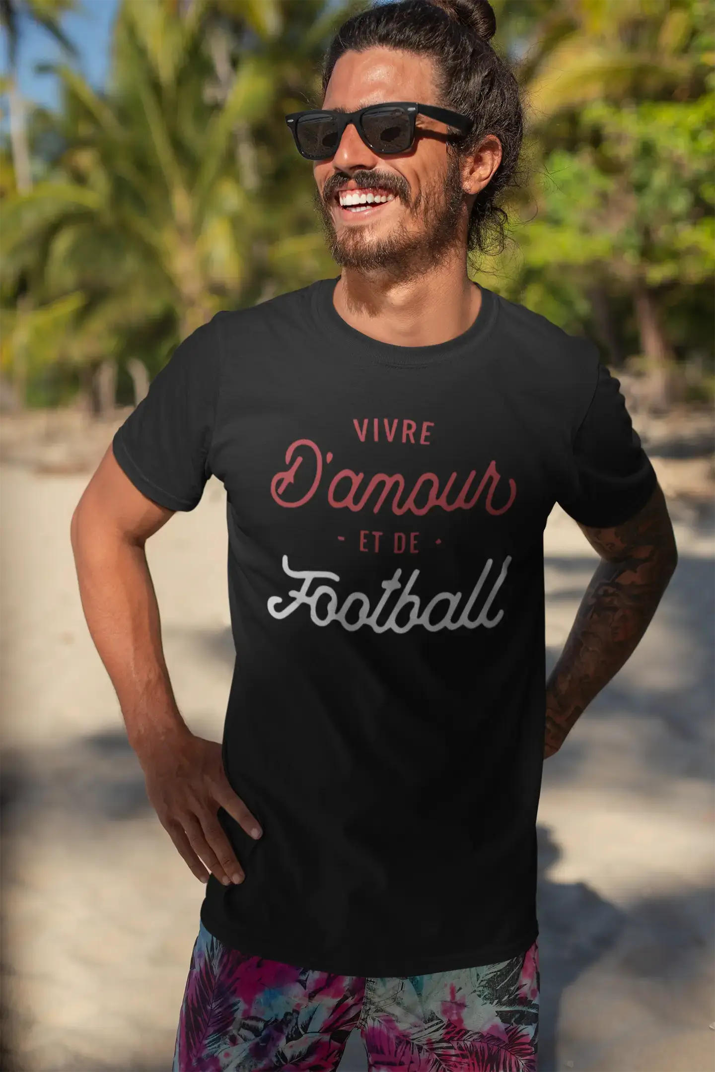 Ultrabasic - Homme Graphique Vivre d'amour et de Football T-Shirt Imprimé Lettres