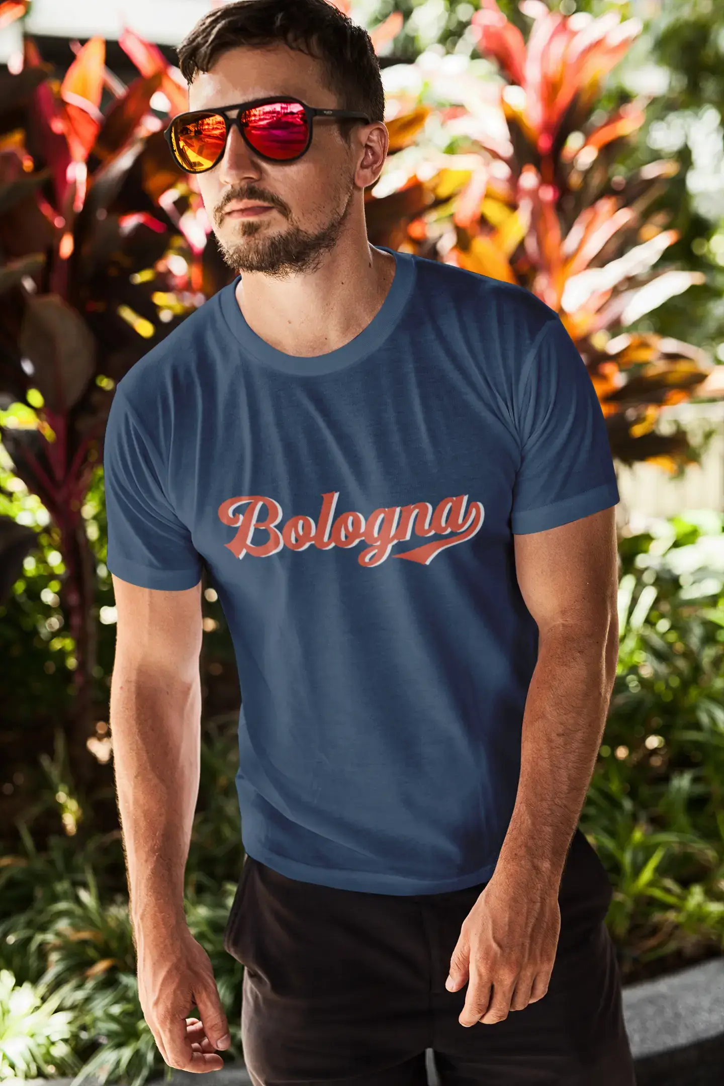 ULTRABASIC - Graphic Men's Bologna T-Shirt Printed Letters Vintage White