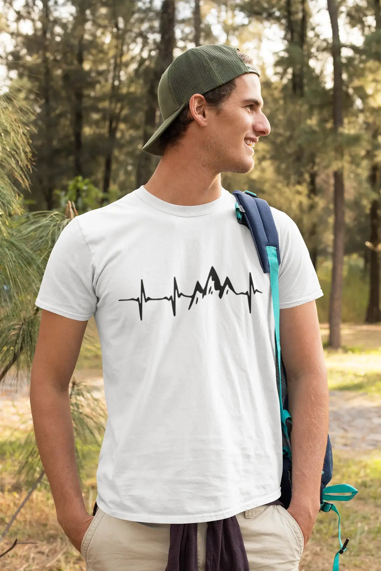 Ultrabasic - Homme T-Shirt Graphique Rythme Cardiaque de Montagne