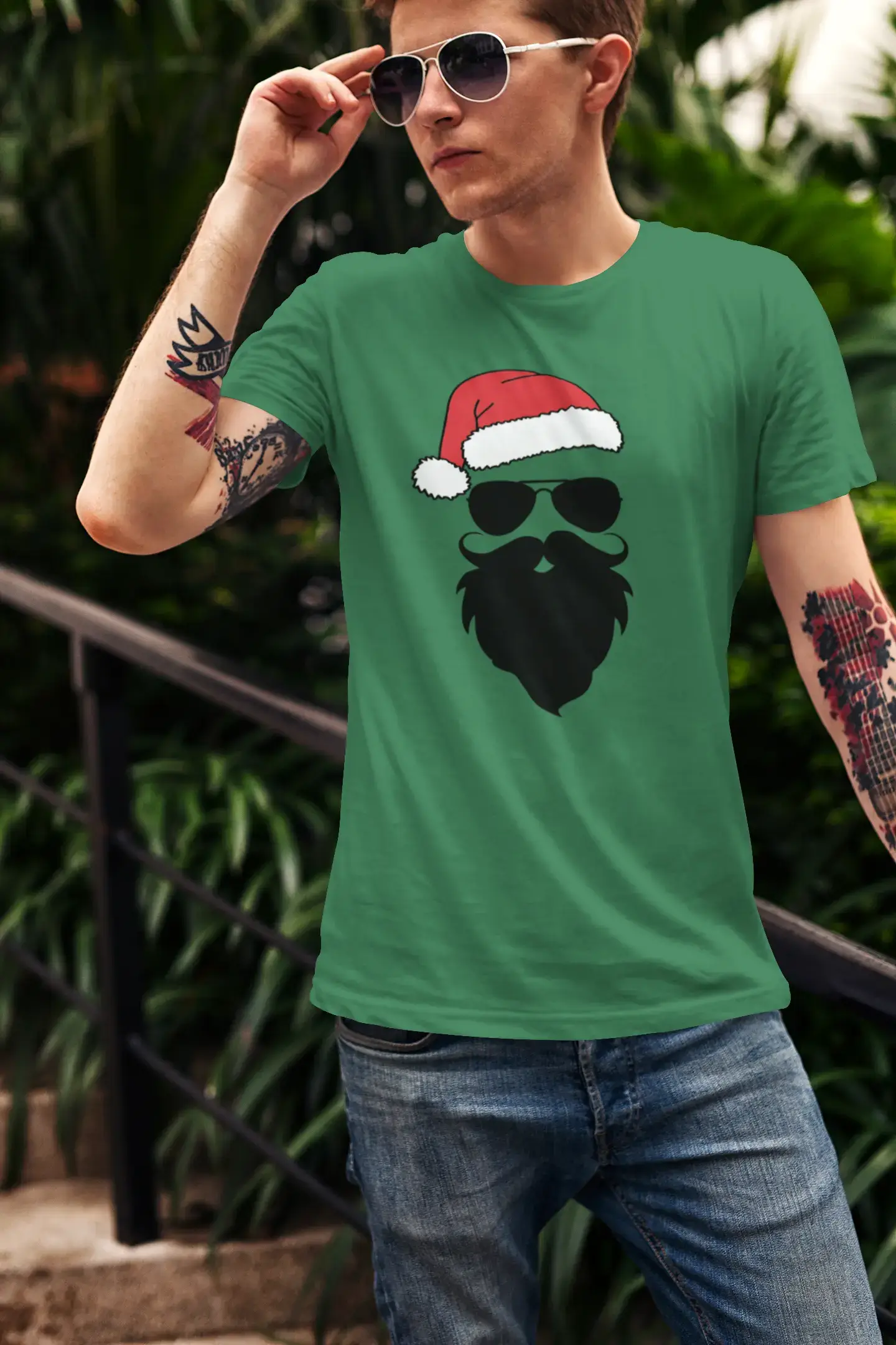 ULTRABASIC - Graphic Men's Funny Santa Cool Christmas T-Shirt Gift Tee Grey Marl