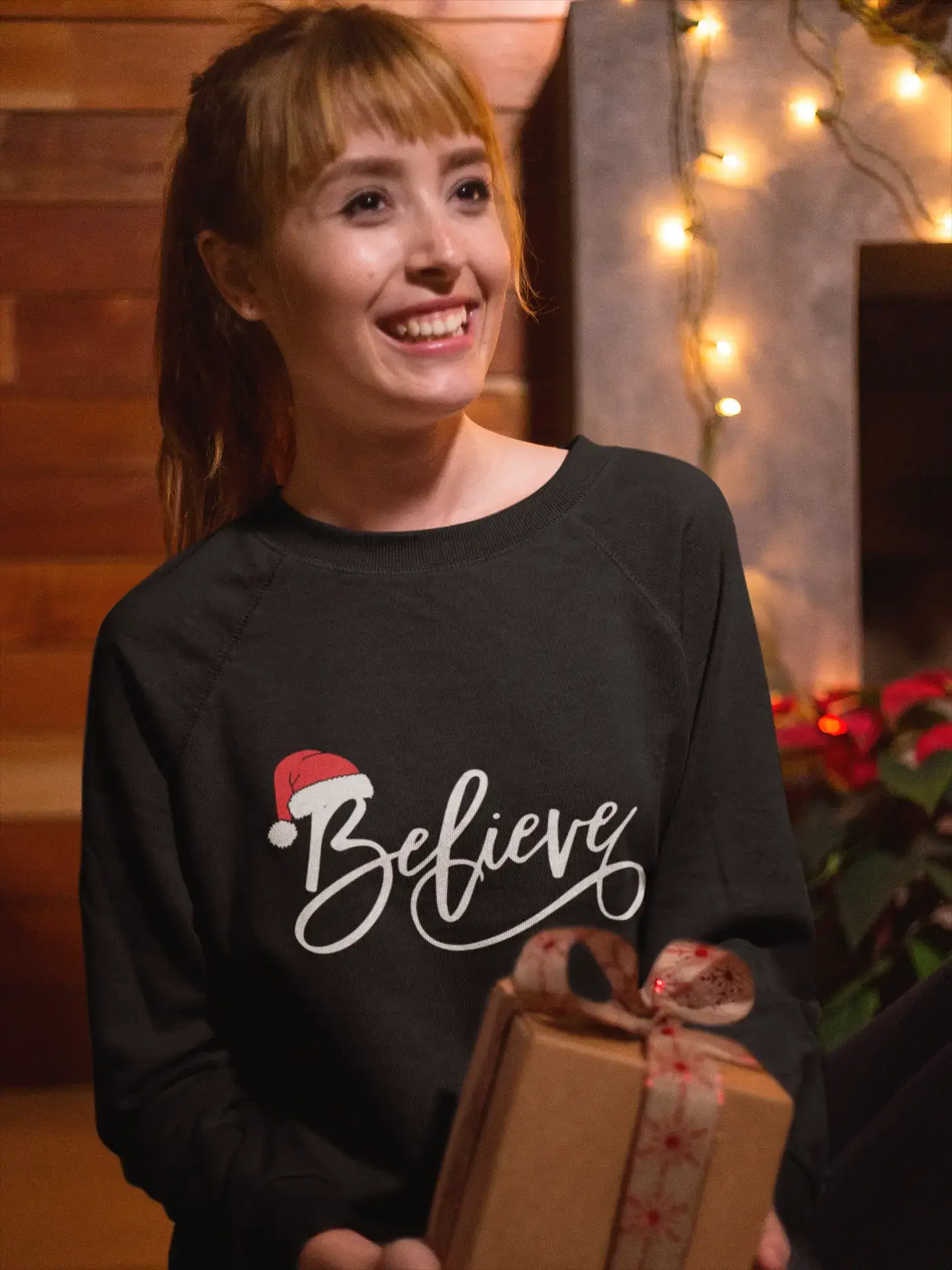 ULTRABASIC – <span>Grafisches</span> <span>Damen-</span> Weihnachts-Believe-Hut, süßes Sweatshirt, <span>Weihnachtsgeschenkideen</span> , Denim