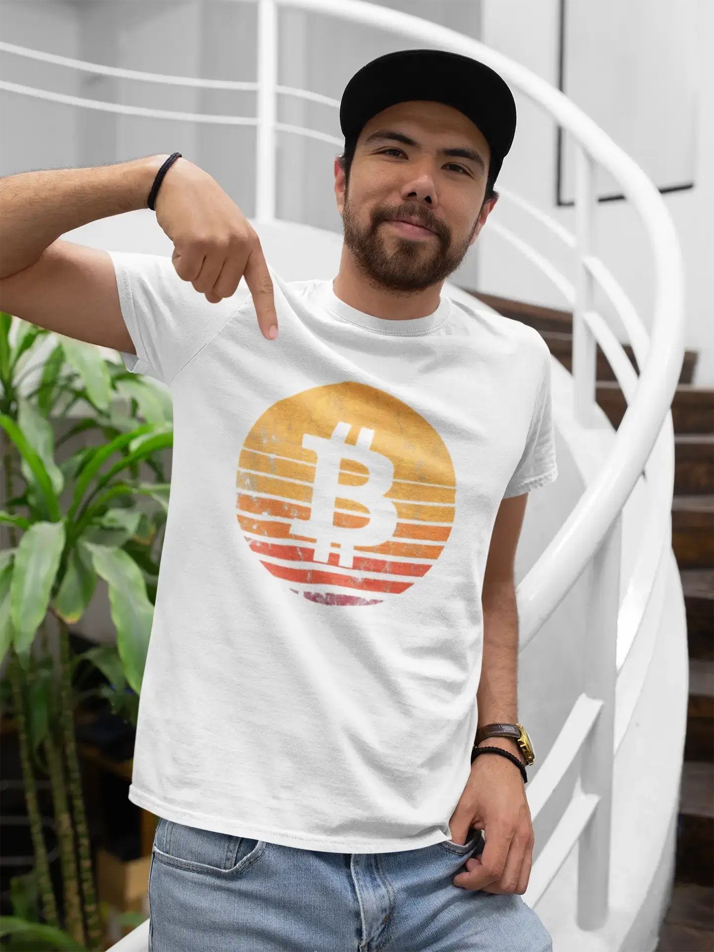 Ultrabasic® Homme T-Shirt Graphique Bitcoin Ancien Le Coucher du Soleil BTC HODL Idée Cadeau Tee Crypto Traders