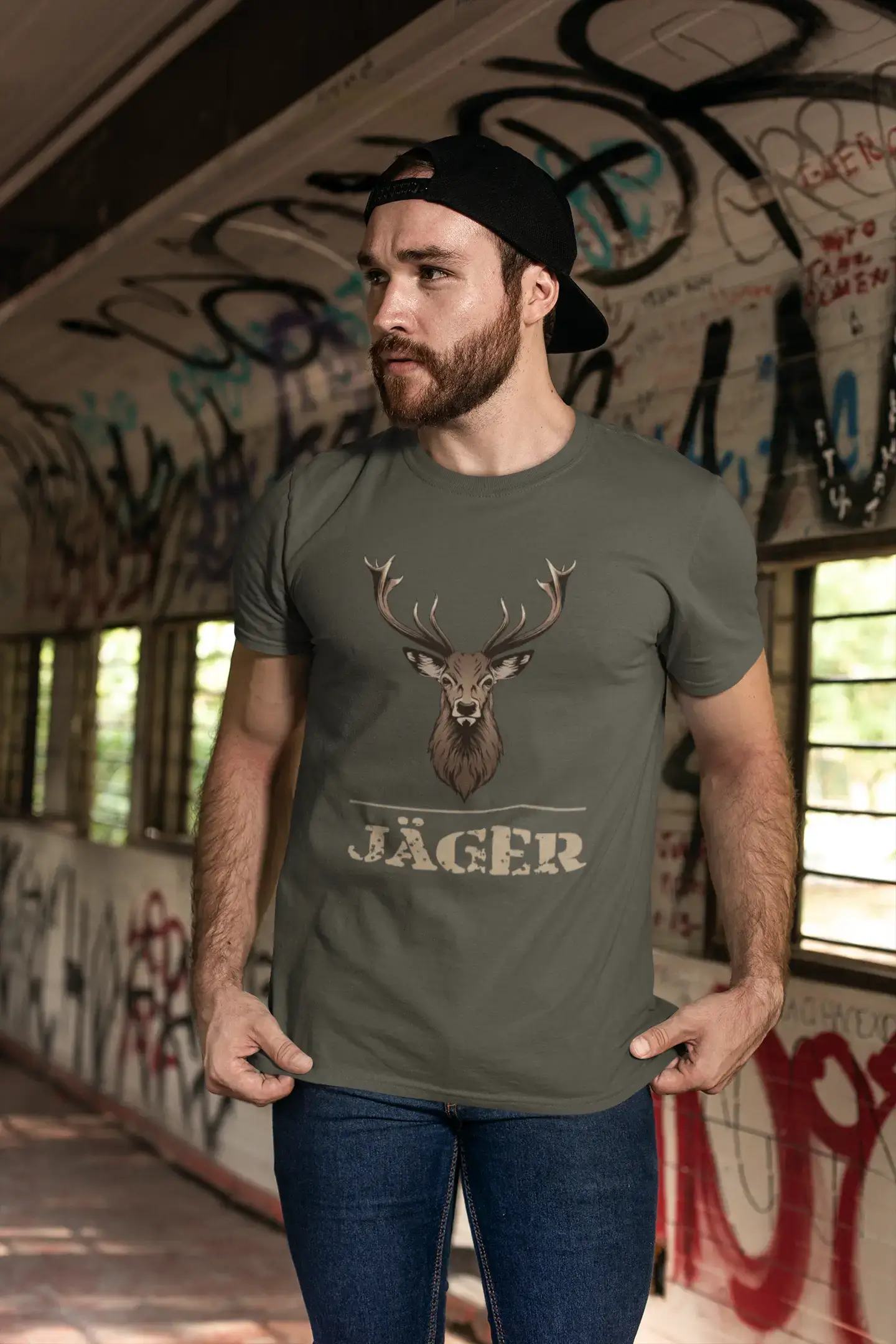 T-shirt <span>graphique</span> <span>homme</span> Hirsch Jäger idée <span>cadeau</span>
