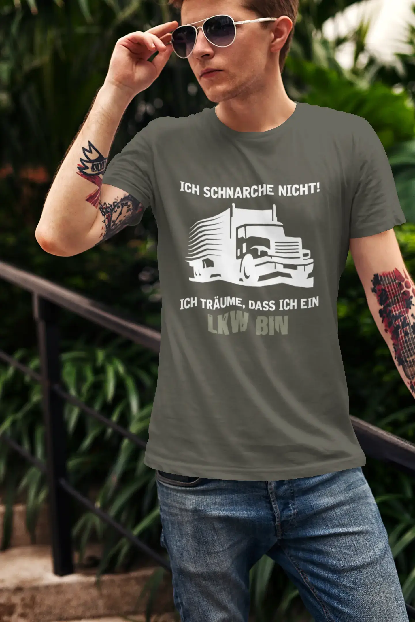 Men’s Graphic T-Shirt Ich Schnarche Nicht - Ich Träume, dass Ich ein LKW bin Lustig Military Green Gift Idea