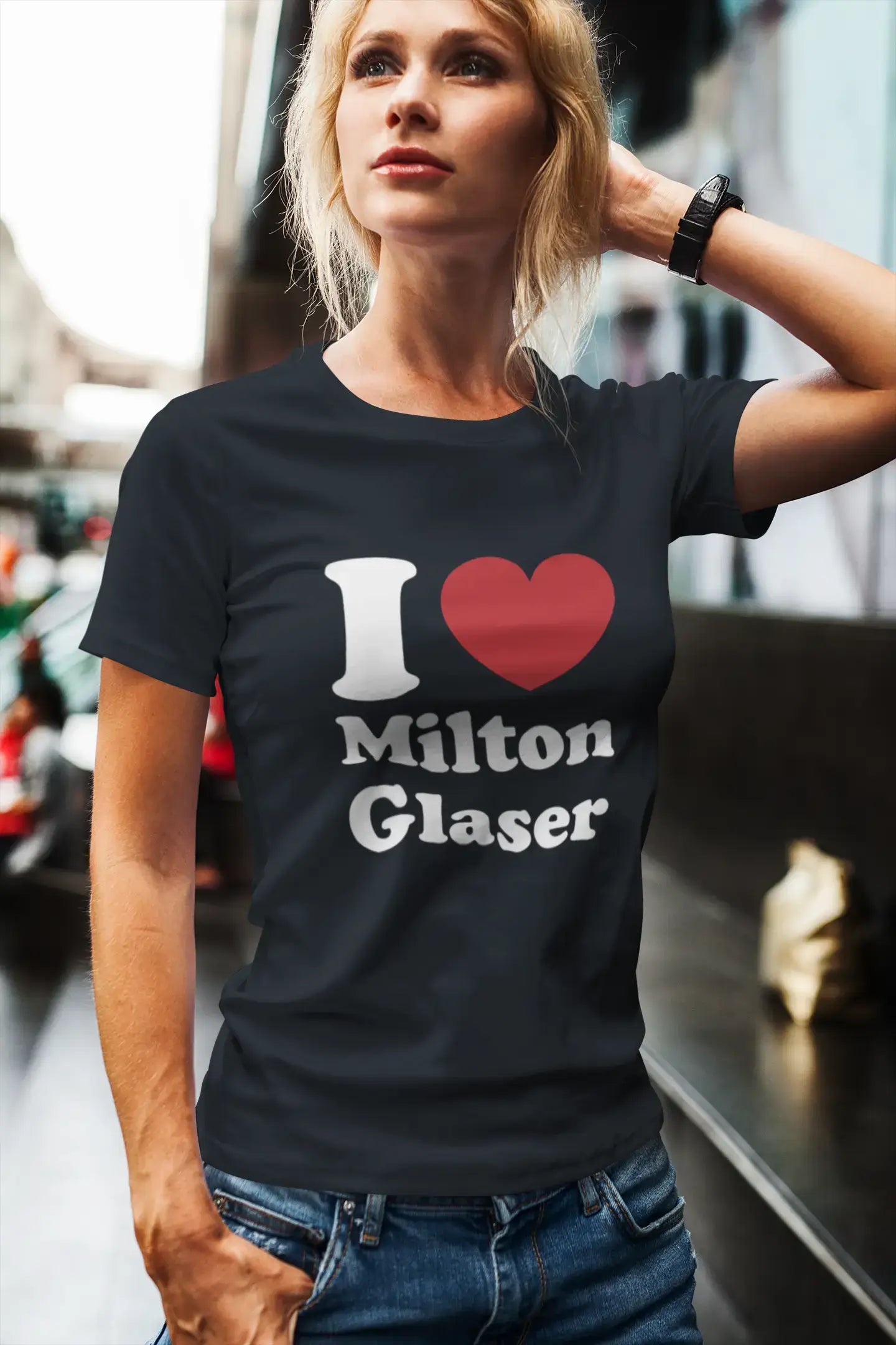 Women’s Short Sleeved T-Shirt I love Milton Glaser Broken Heart Deep Black