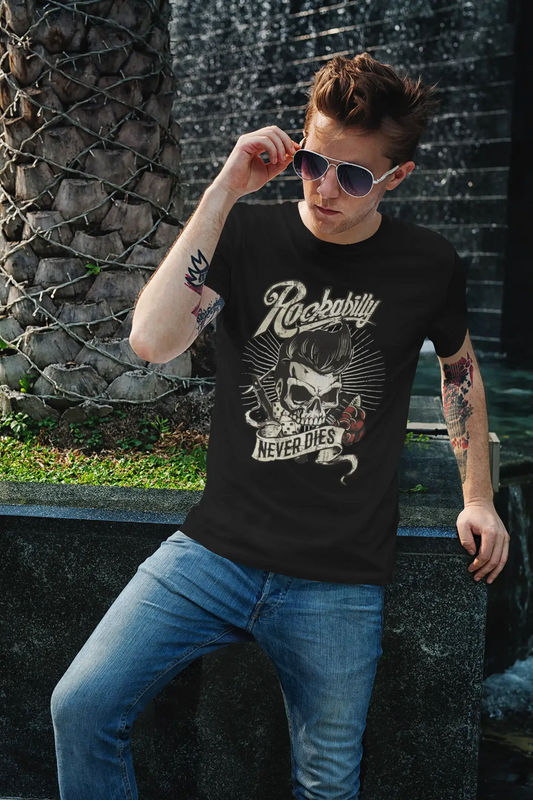 ULTRABASIC Graphic Men's T-Shirt - Rockability - Rock Never Dies - Skull Shirt