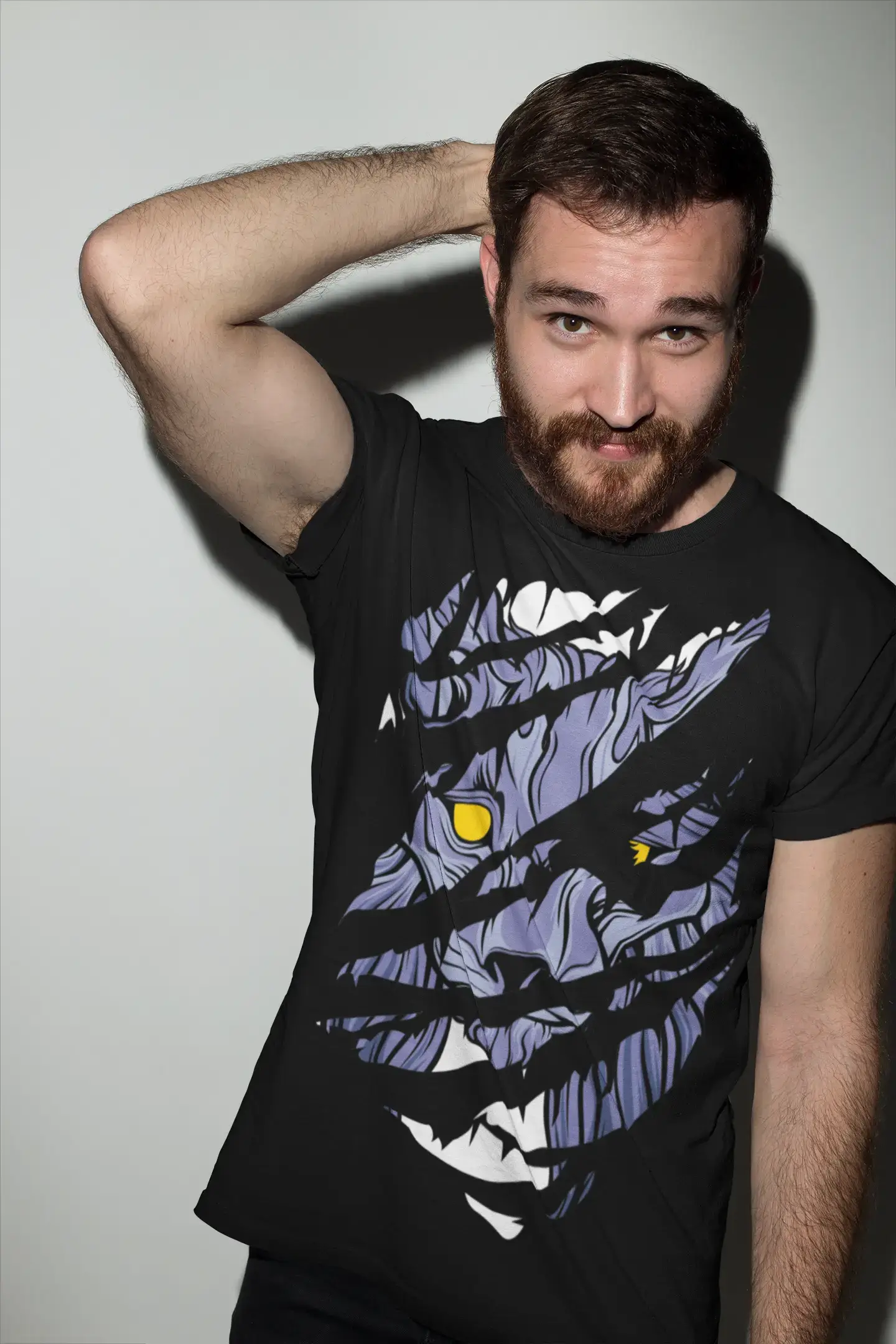 ULTRABASIC Herren Torn T-Shirt Mad Hyena Face – Tierisches Vintage-Shirt für Männer