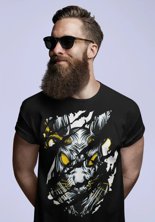 ULTRABASIC T-shirt déchiré pour hommes Angry Animal - Chemise graphique vintage urbaine pour hommes