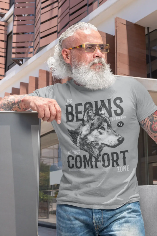 T-Shirt ULTRABASIC Homme La vie commence à la fin de votre zone de confort - Wolf Shirt